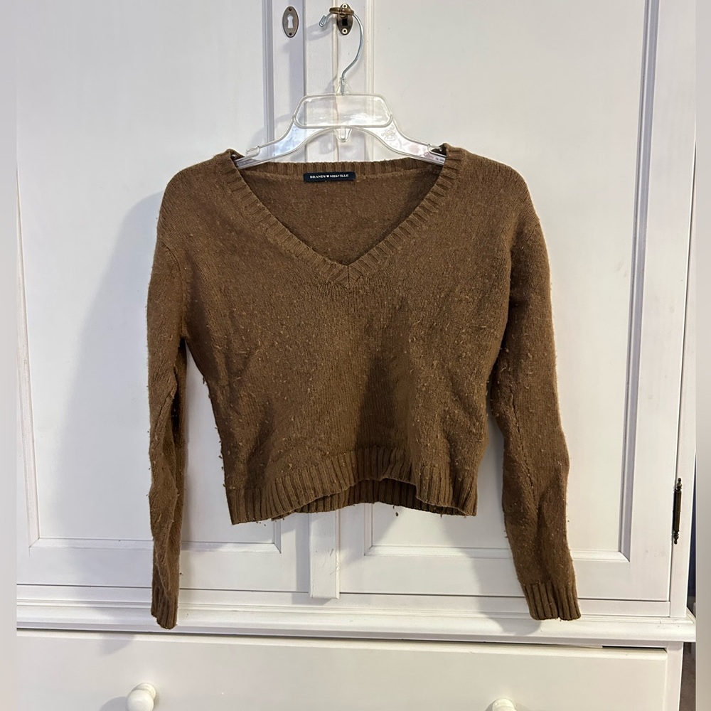 Brandy Melville Tan V-Neck Sweater